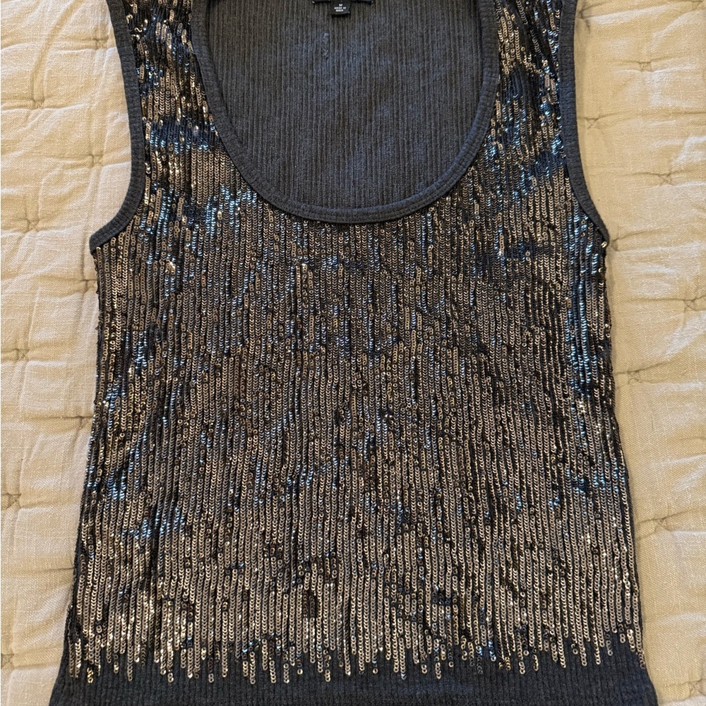 J CrewSequin Embellished Black and Gold Women's Top